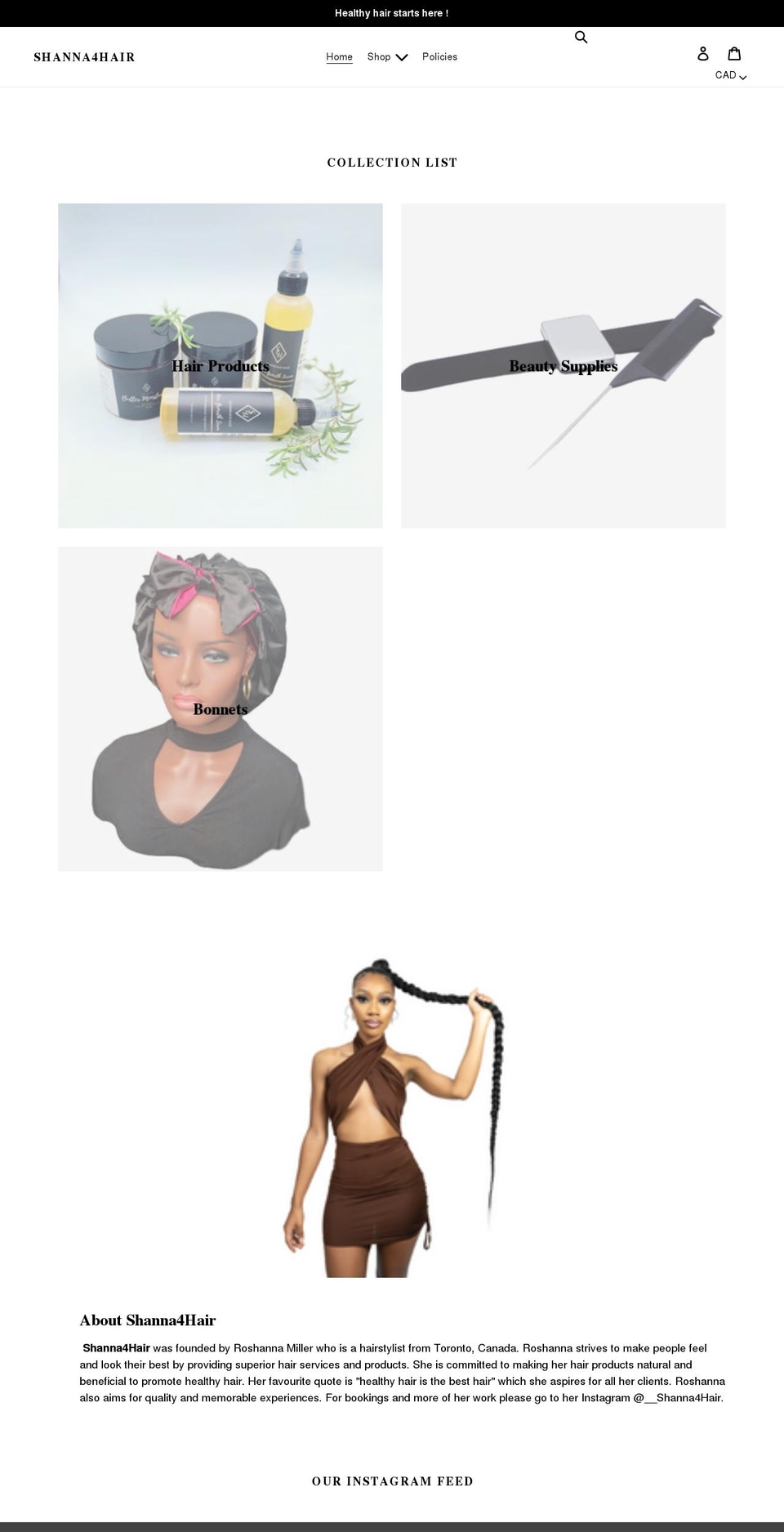 shanna4hair.com shopify website screenshot