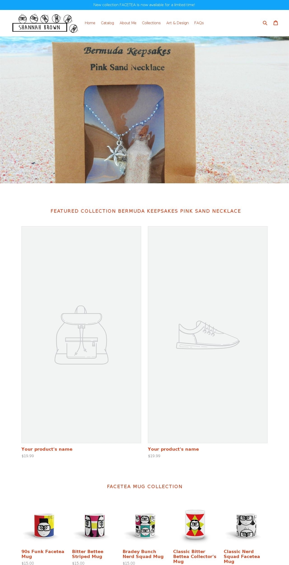 shannahbrown.com shopify website screenshot