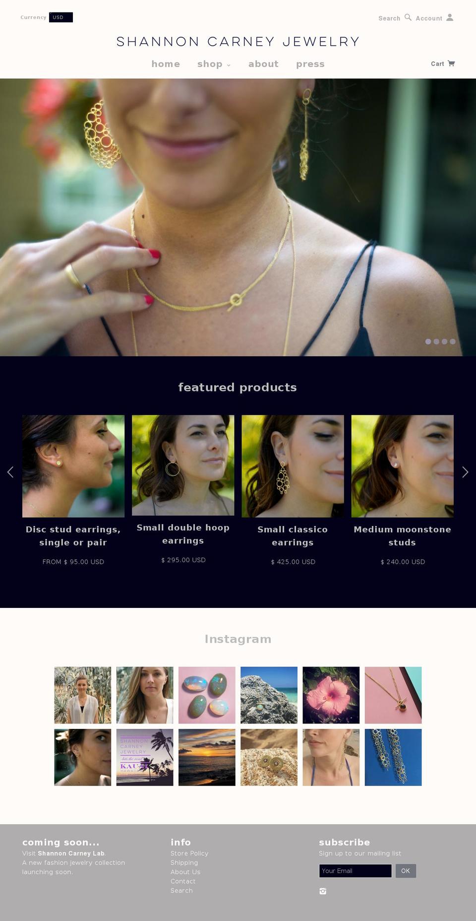 shannoncarney.com shopify website screenshot