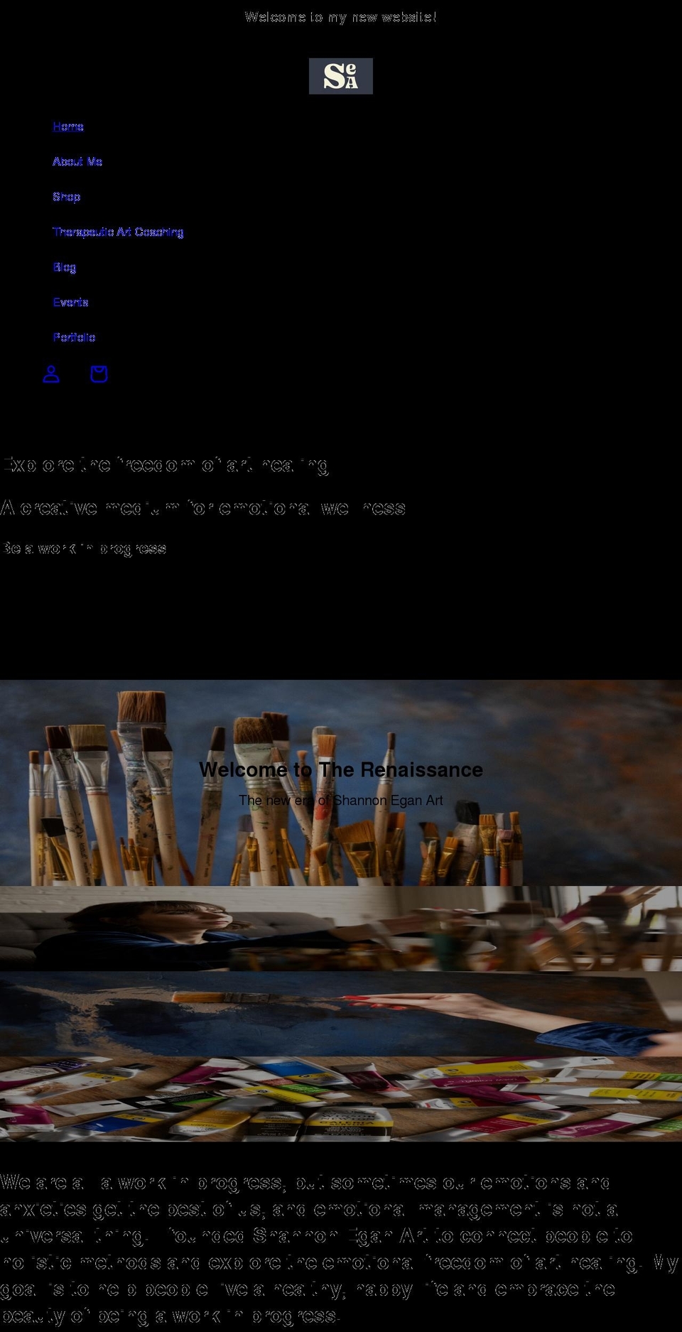 shannoneganart.com shopify website screenshot