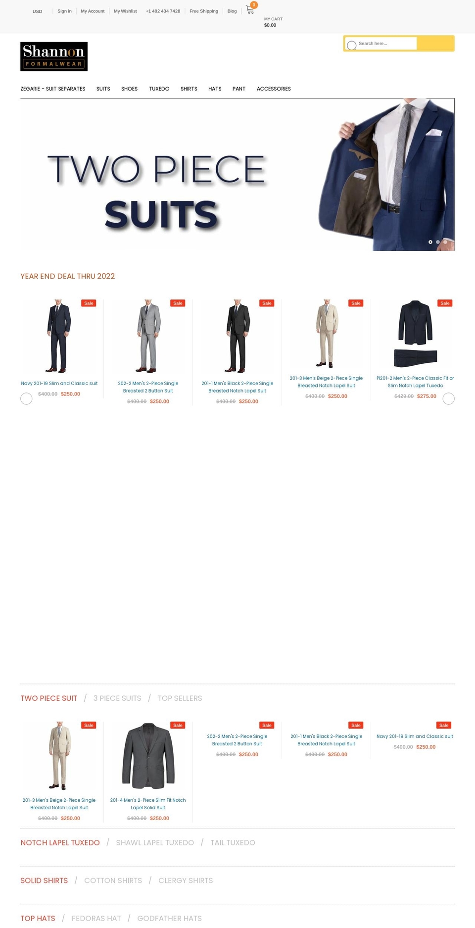 shannonformalwear.com shopify website screenshot