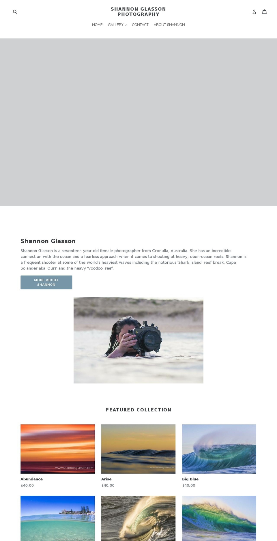 shannonglasson.com shopify website screenshot