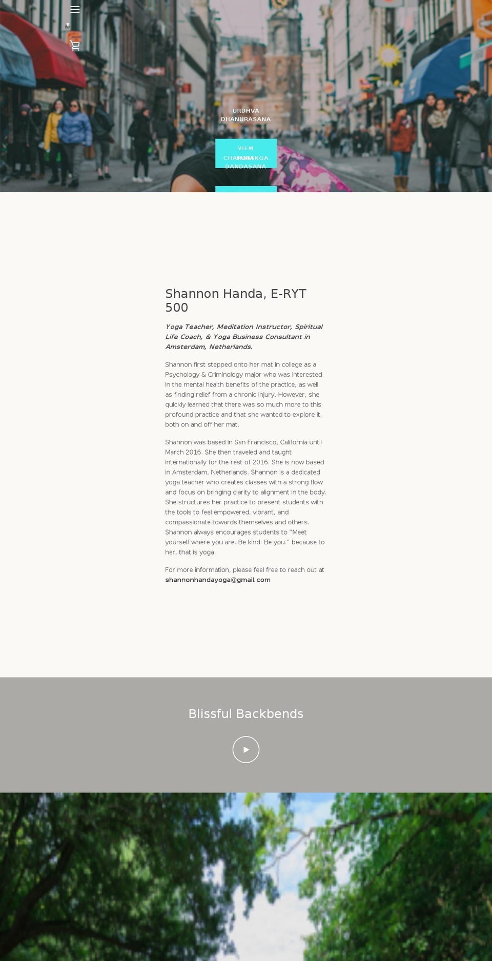 shannonhandayoga.com shopify website screenshot