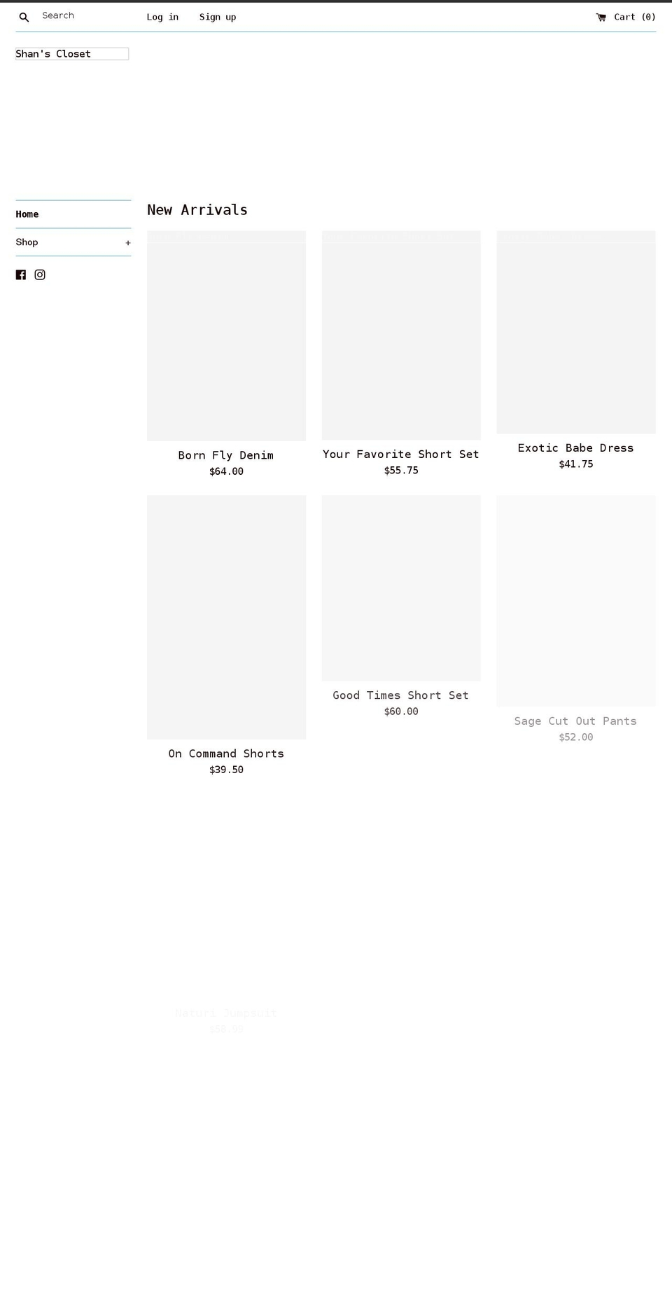 shanscloset.shop shopify website screenshot