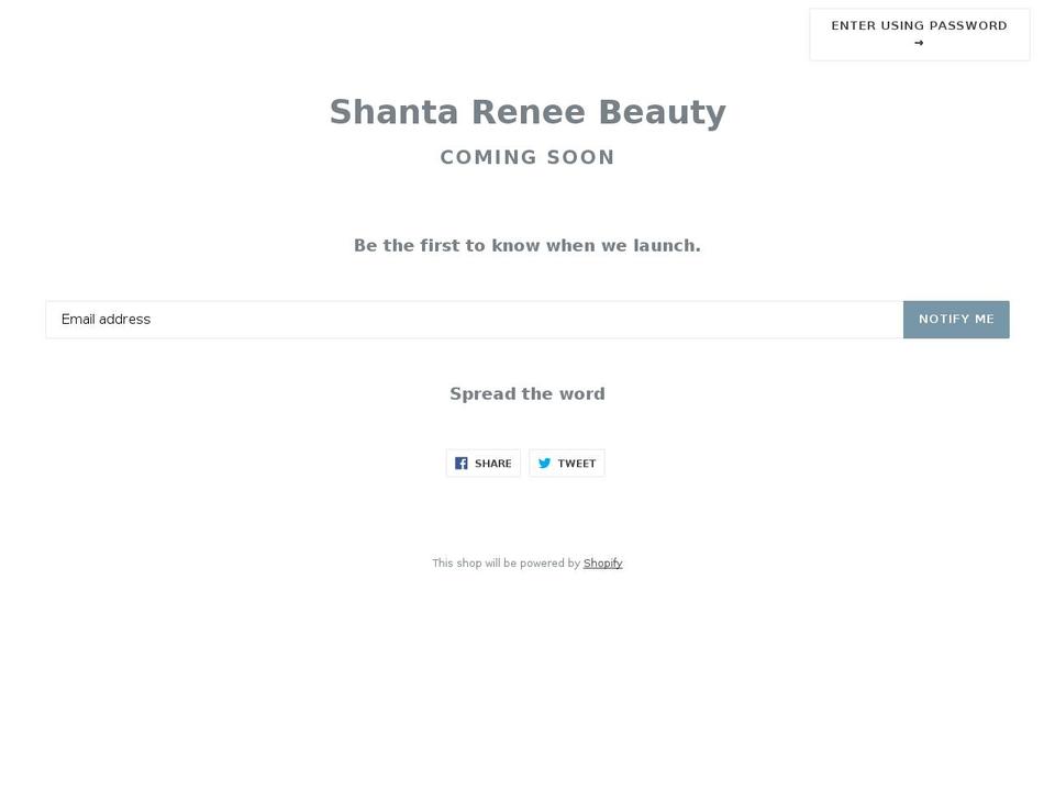 shantarenee.com shopify website screenshot