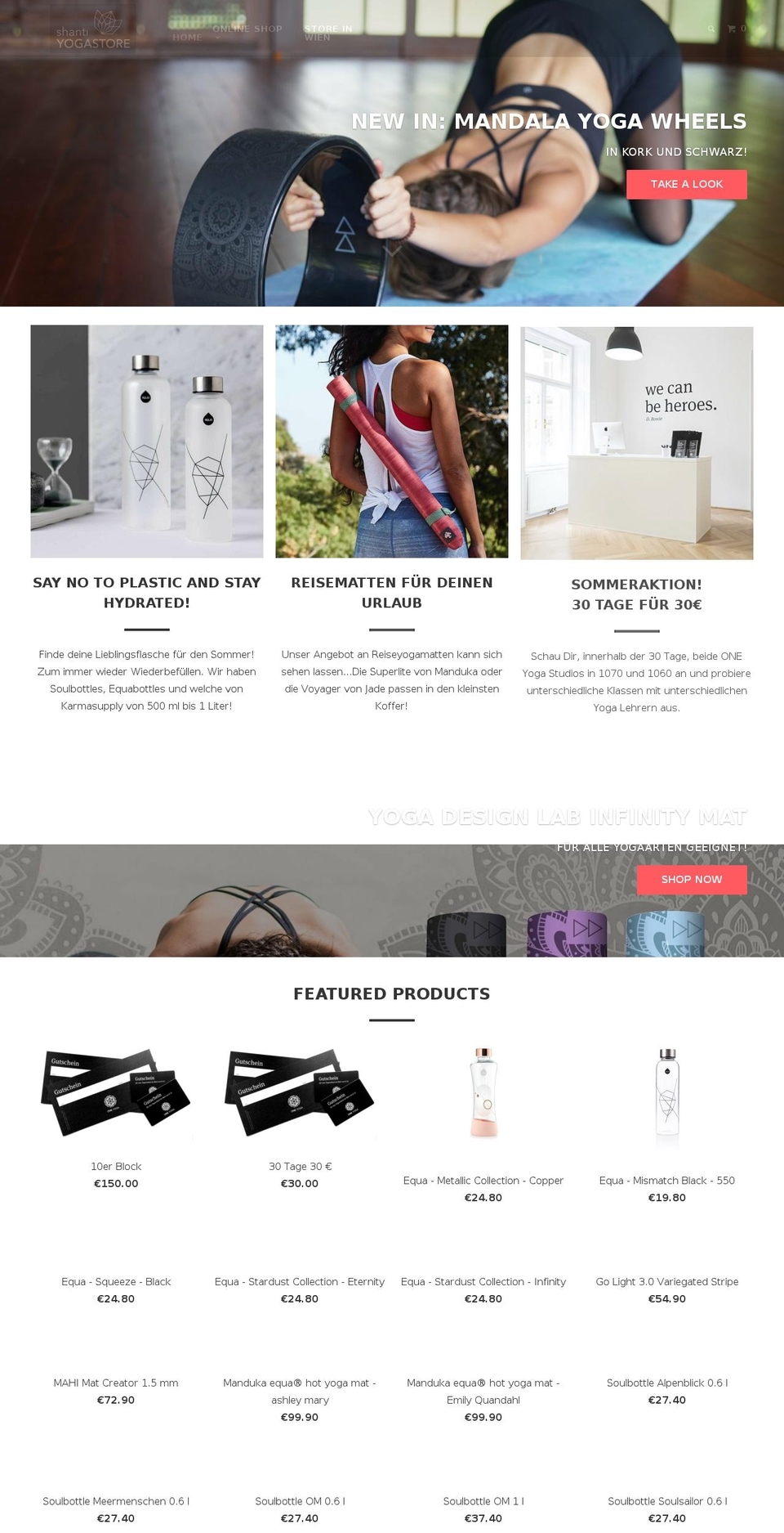 shanti-yogastore.at shopify website screenshot