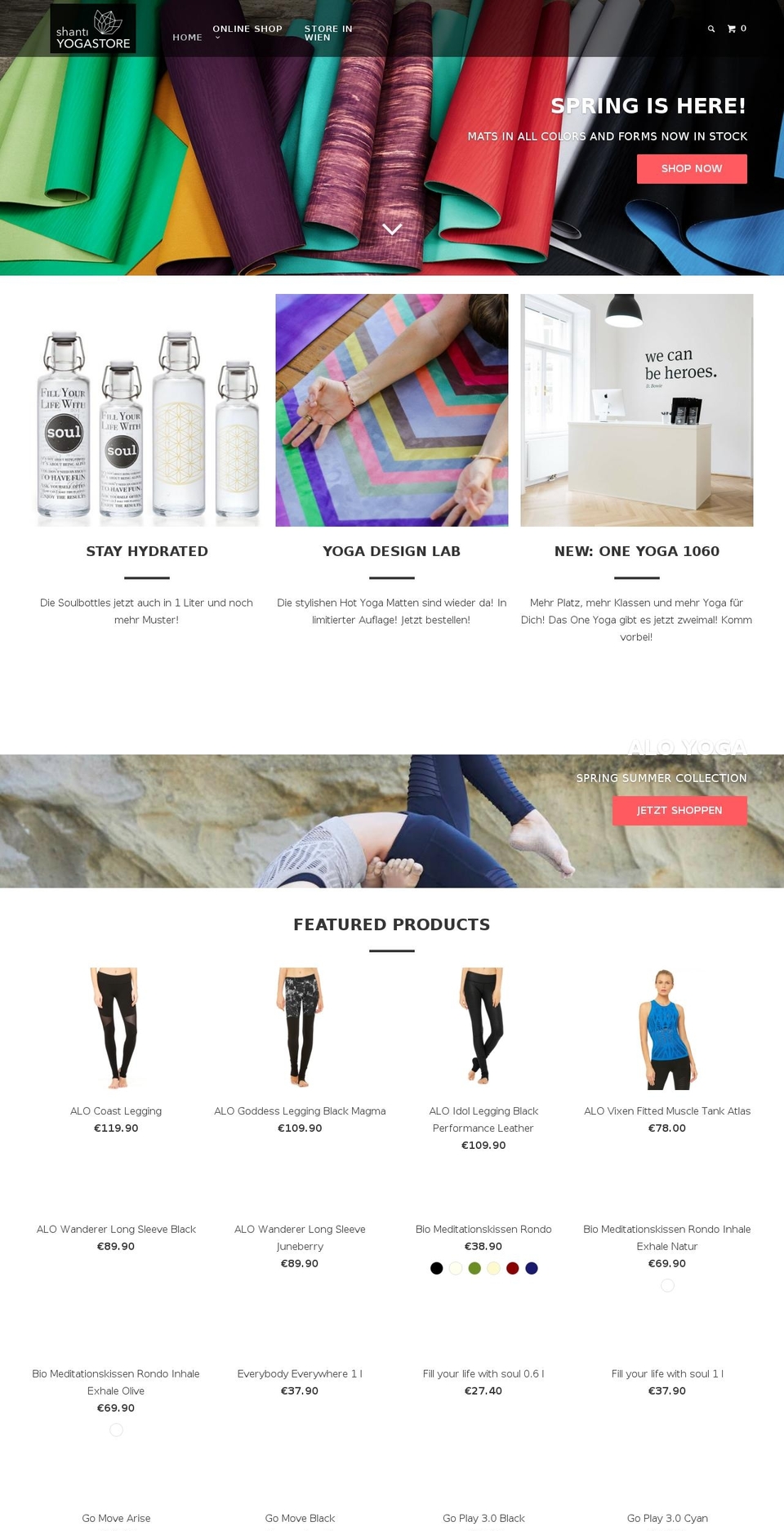 shanti-yogastore.com shopify website screenshot