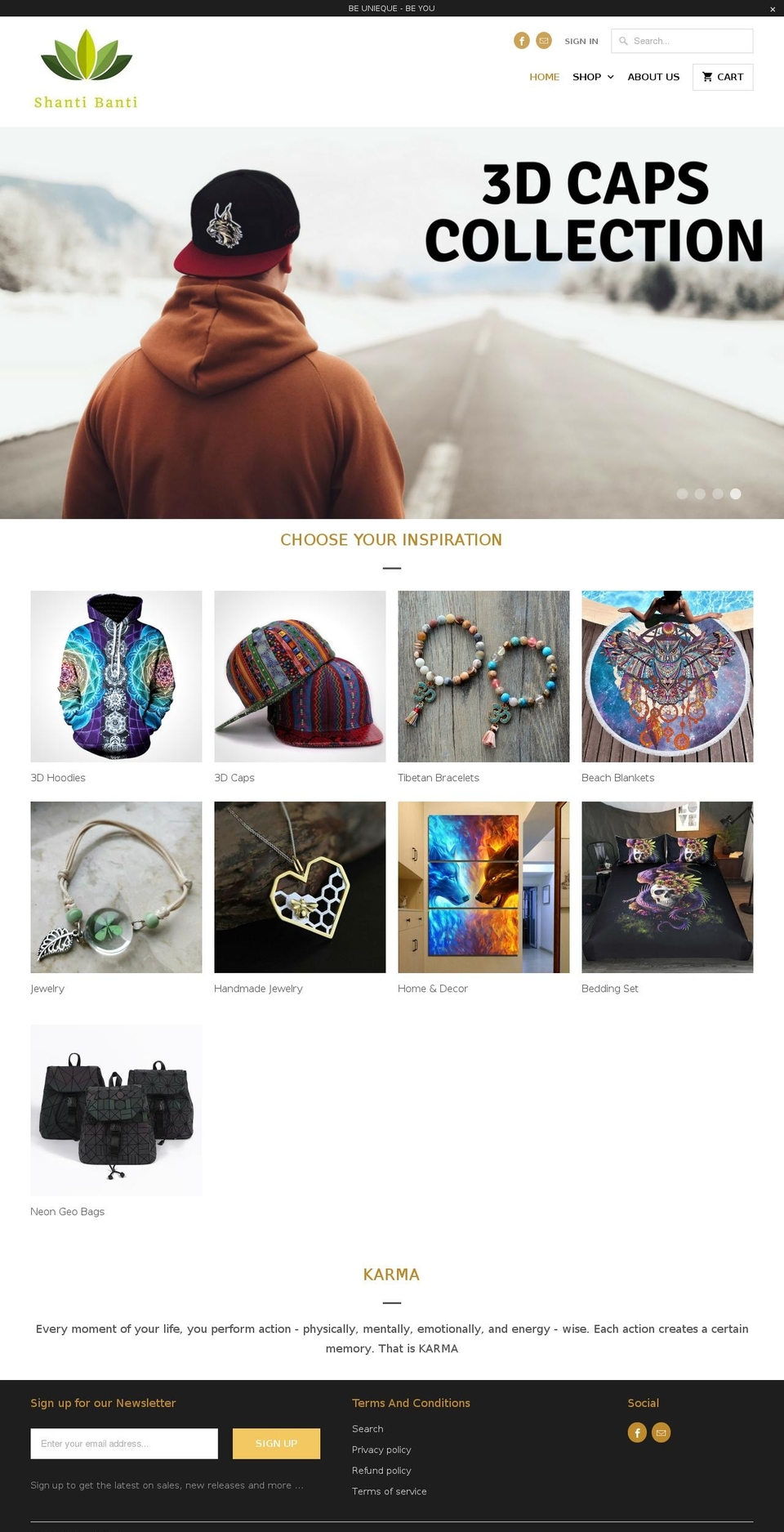 shantibanti.com shopify website screenshot