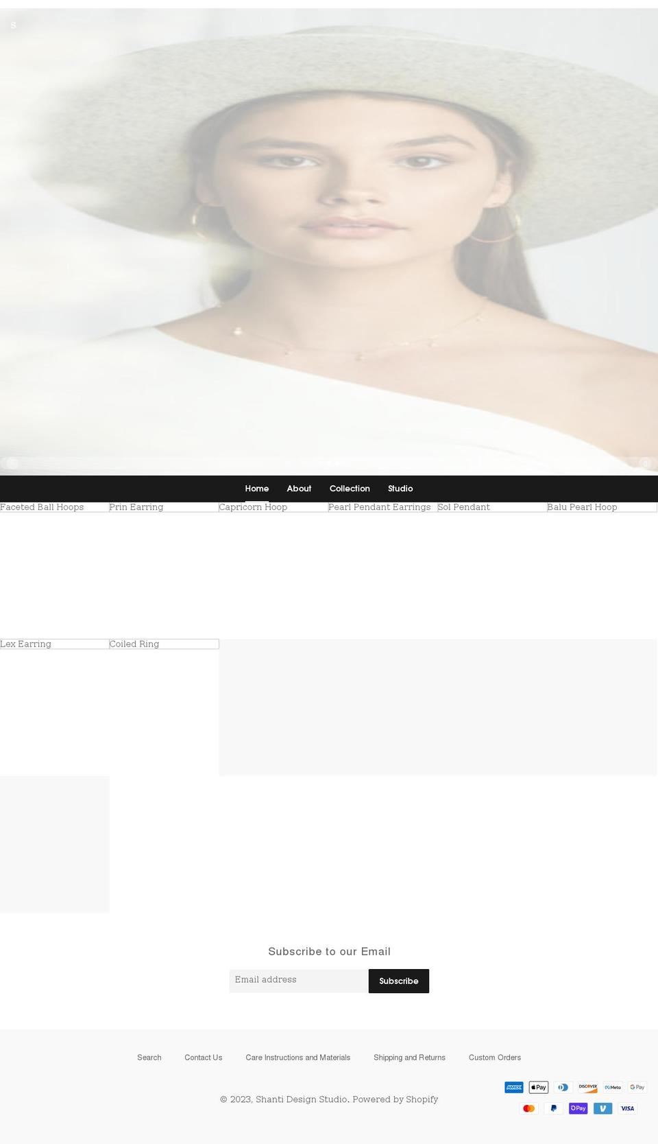 shantidesignstudio.com shopify website screenshot