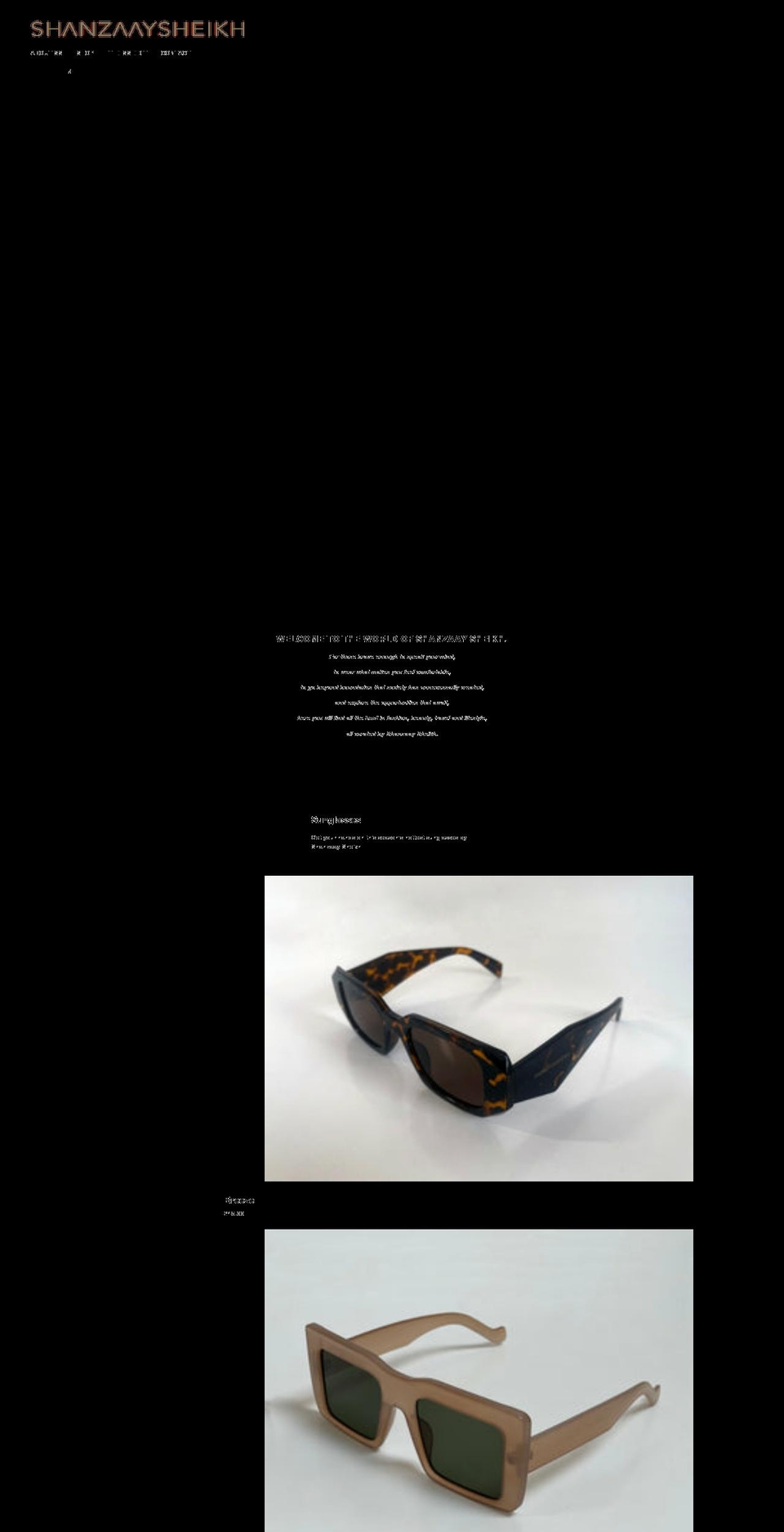 shanzaaysheikh.com shopify website screenshot