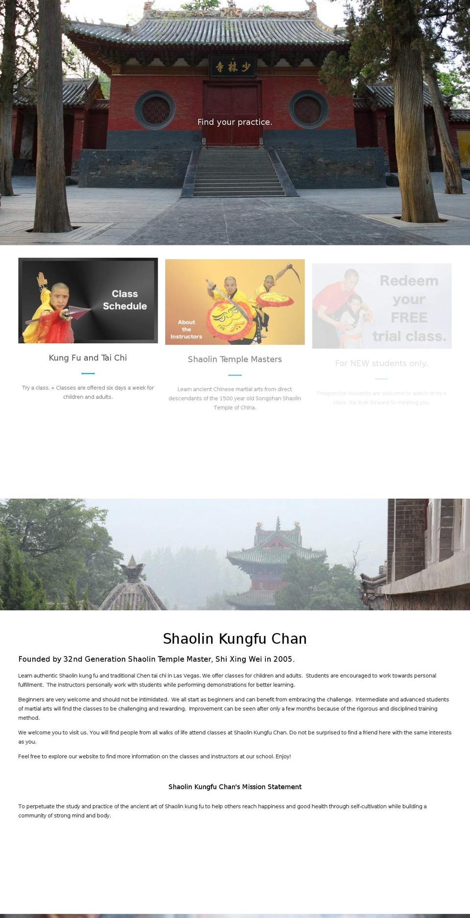 shaolinkungfuchan.org shopify website screenshot