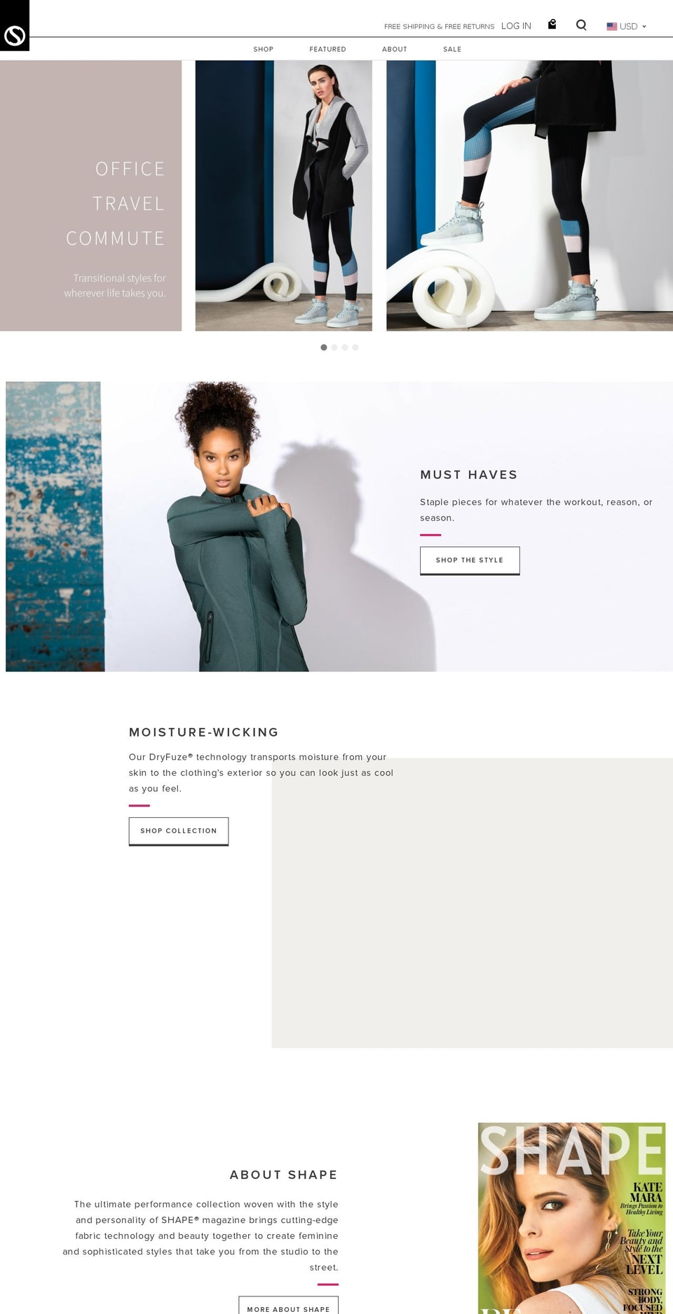 shapeactivewear.com shopify website screenshot