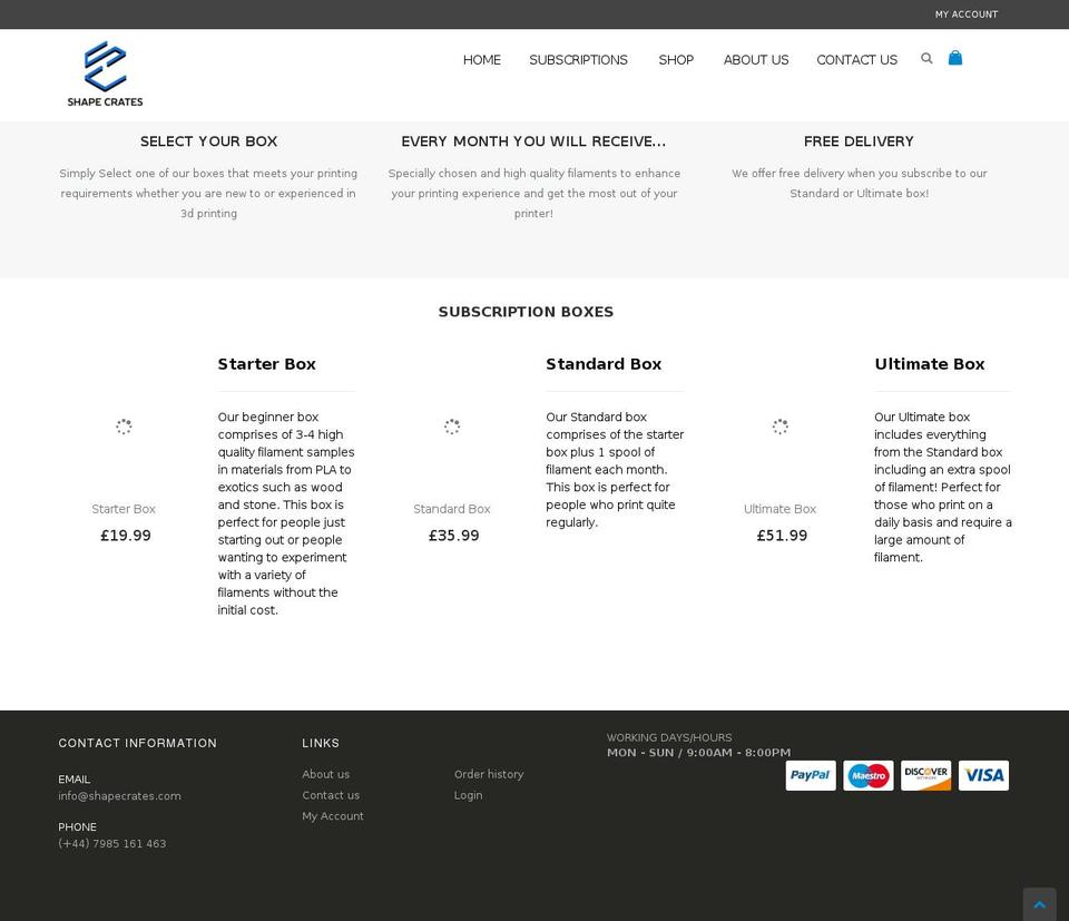 shapecrates.com — Shopify storefront screenshot