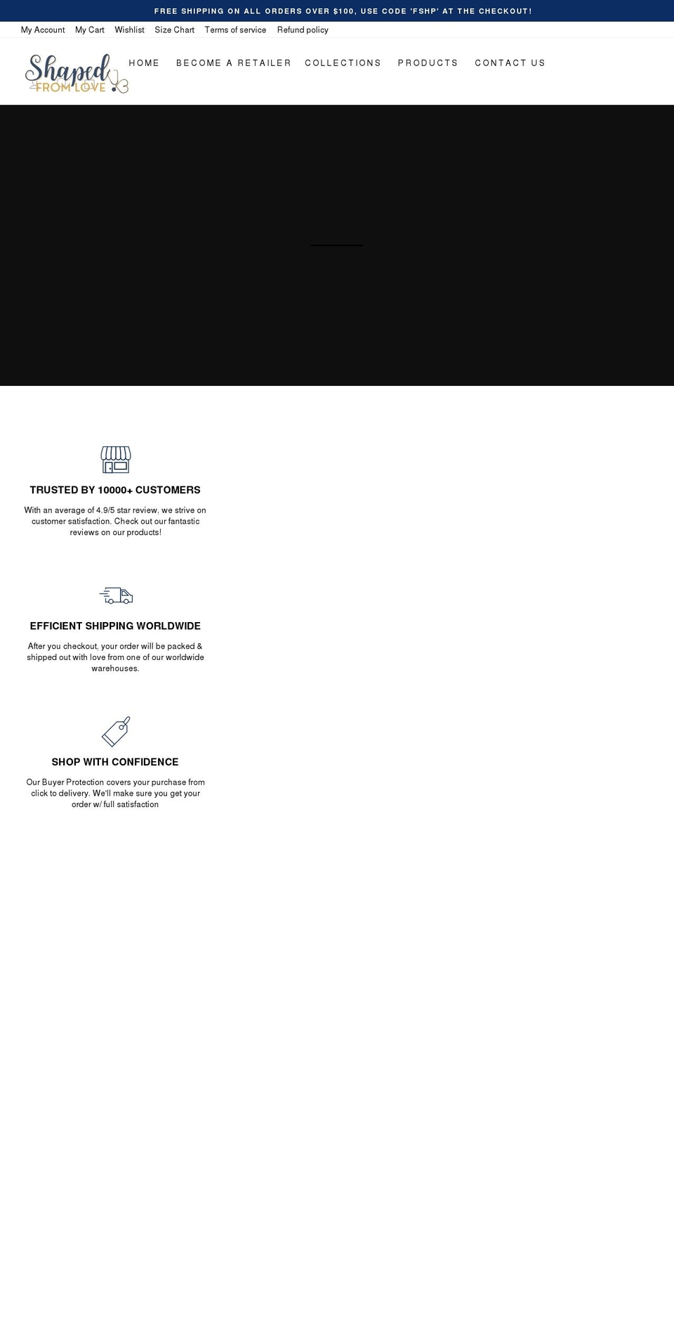 shapedfromlove.com shopify website screenshot