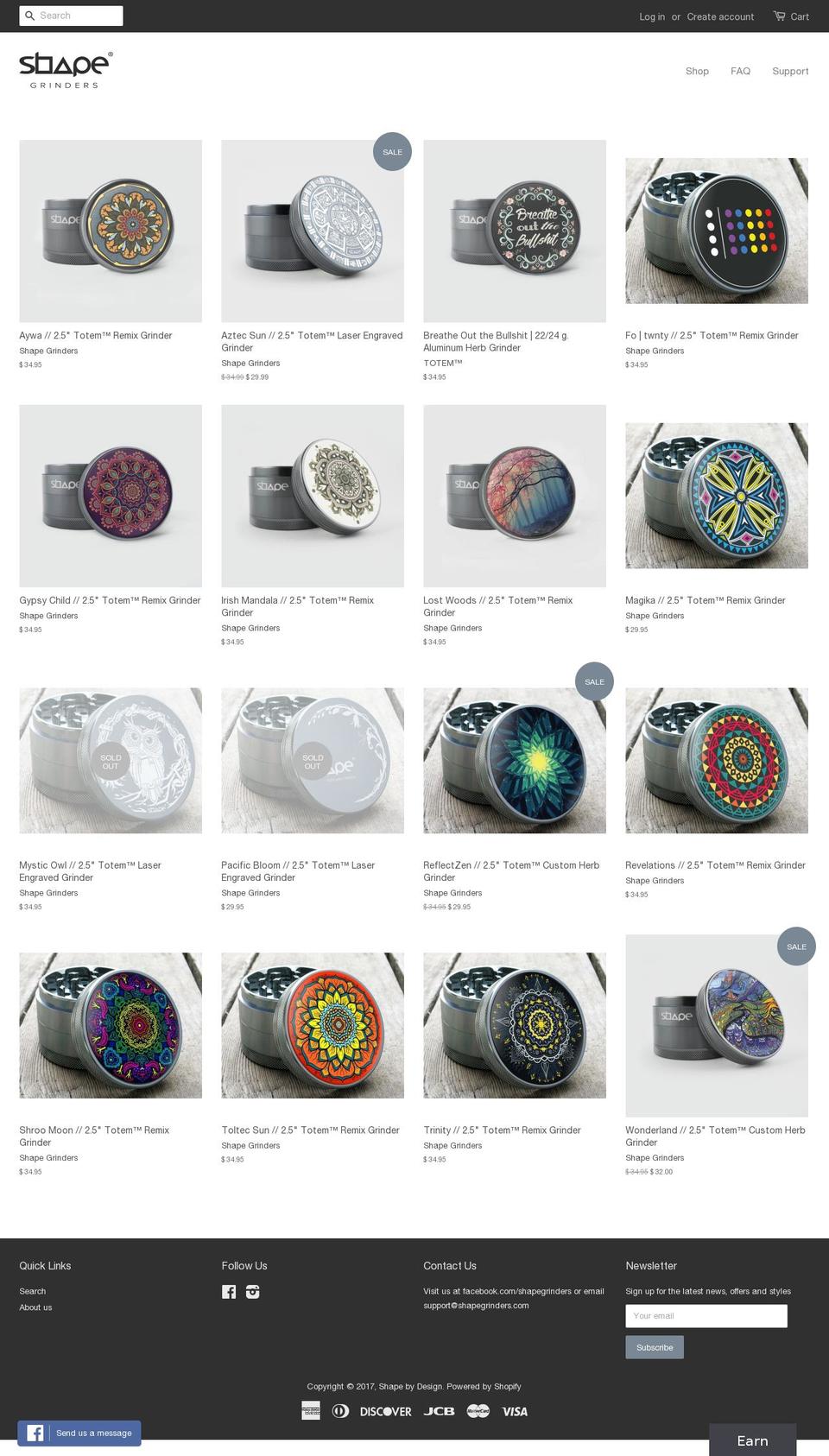 shapegrinders.com shopify website screenshot