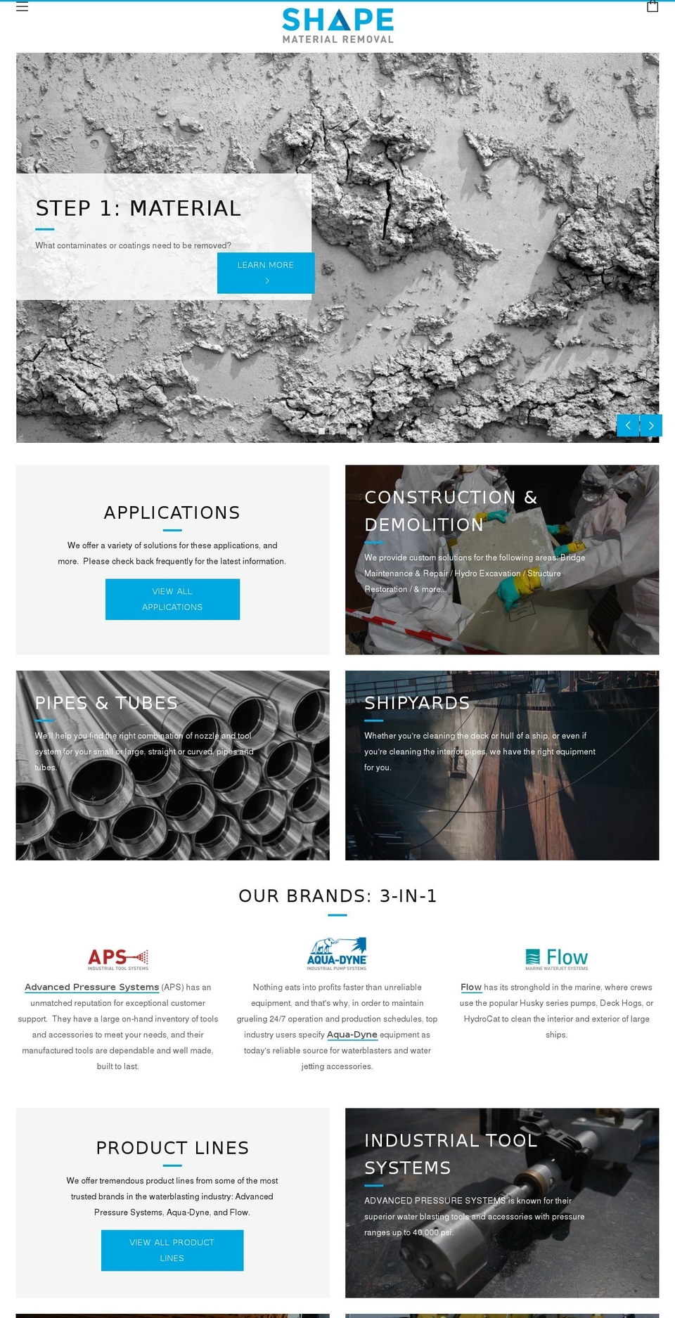 shapematerialremoval.com shopify website screenshot