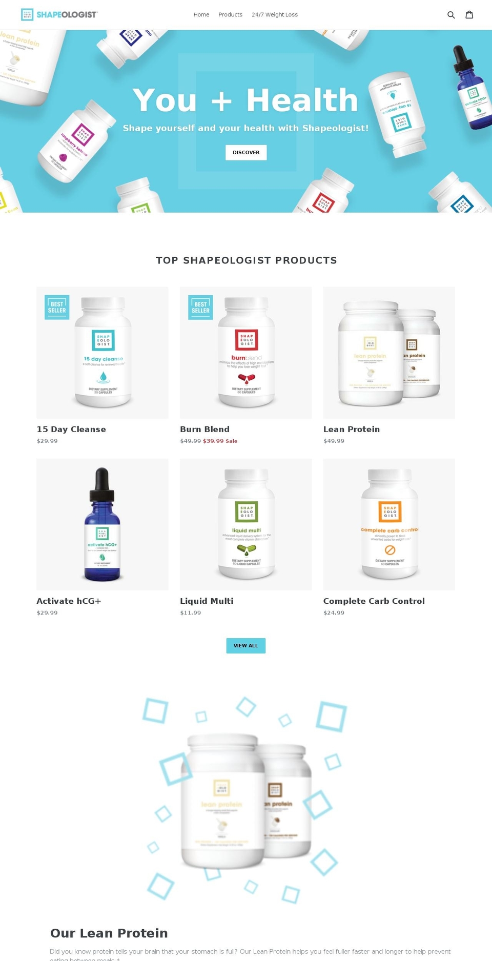shapeologistnutrition.com — Shopify storefront screenshot