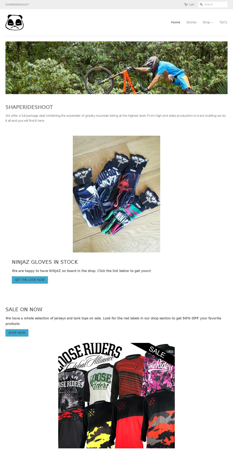 shaperideshoot.com shopify website screenshot
