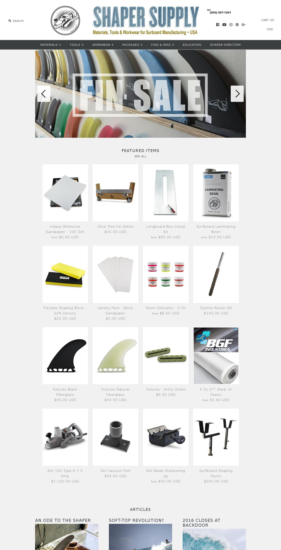 Canopy Shopify theme site example shapersupply.com