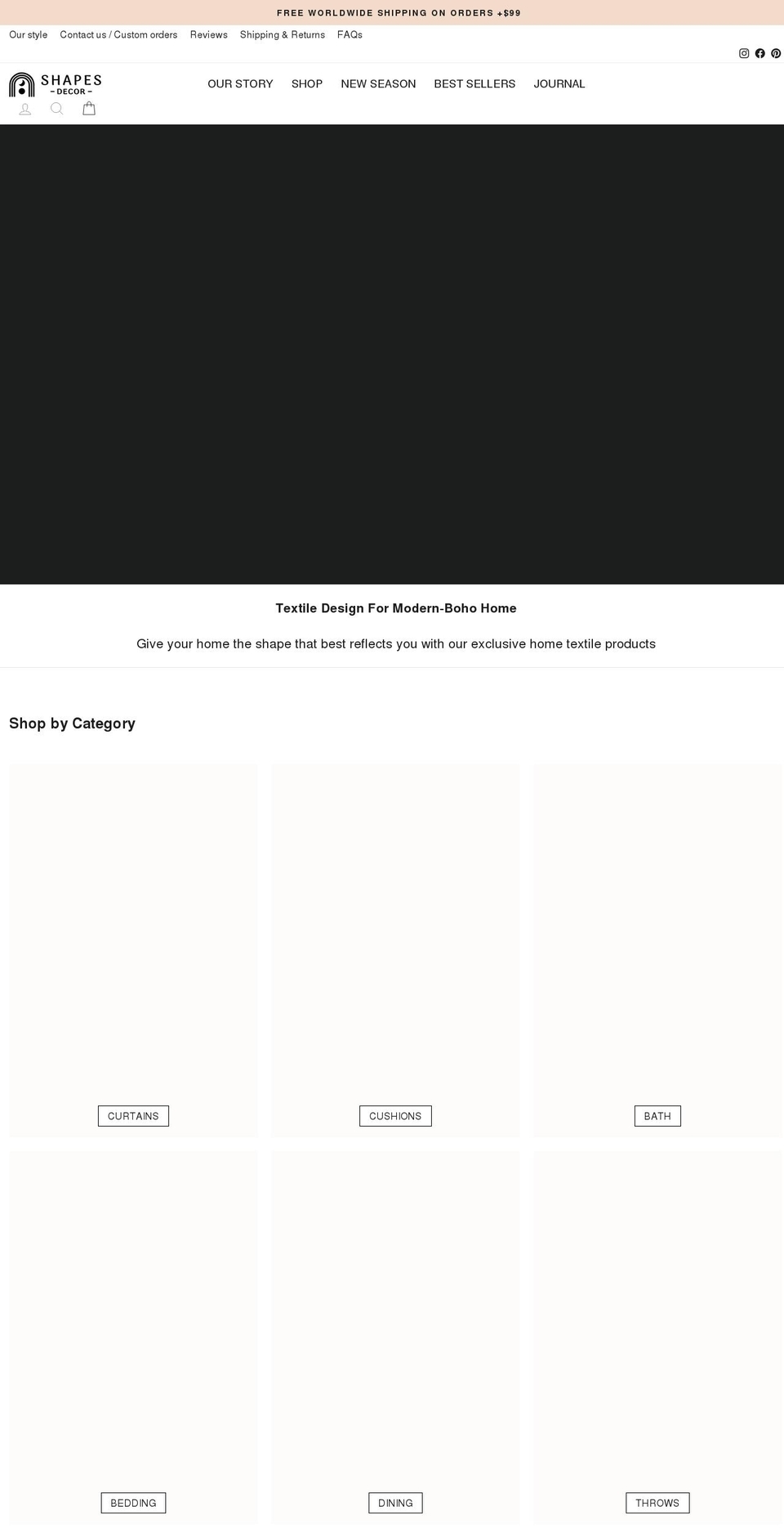 shapesdecor.com shopify website screenshot
