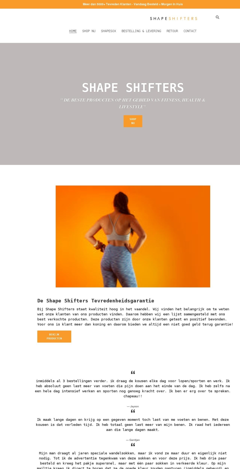 shapeshifterss.nl shopify website screenshot