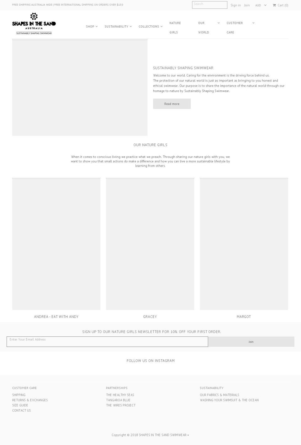 shapesinthesand.com.au shopify website screenshot