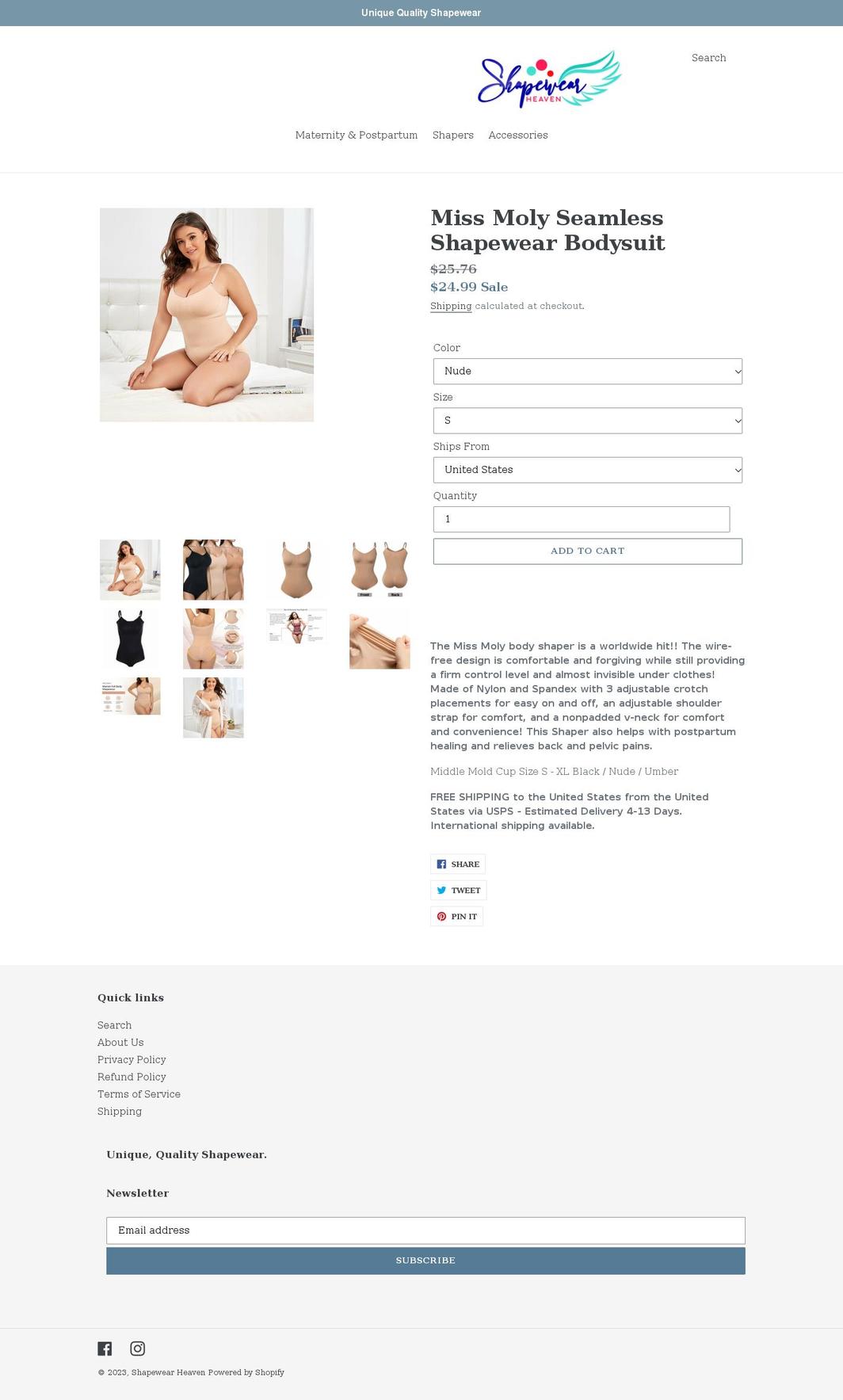 shapewearheaven.com shopify website screenshot