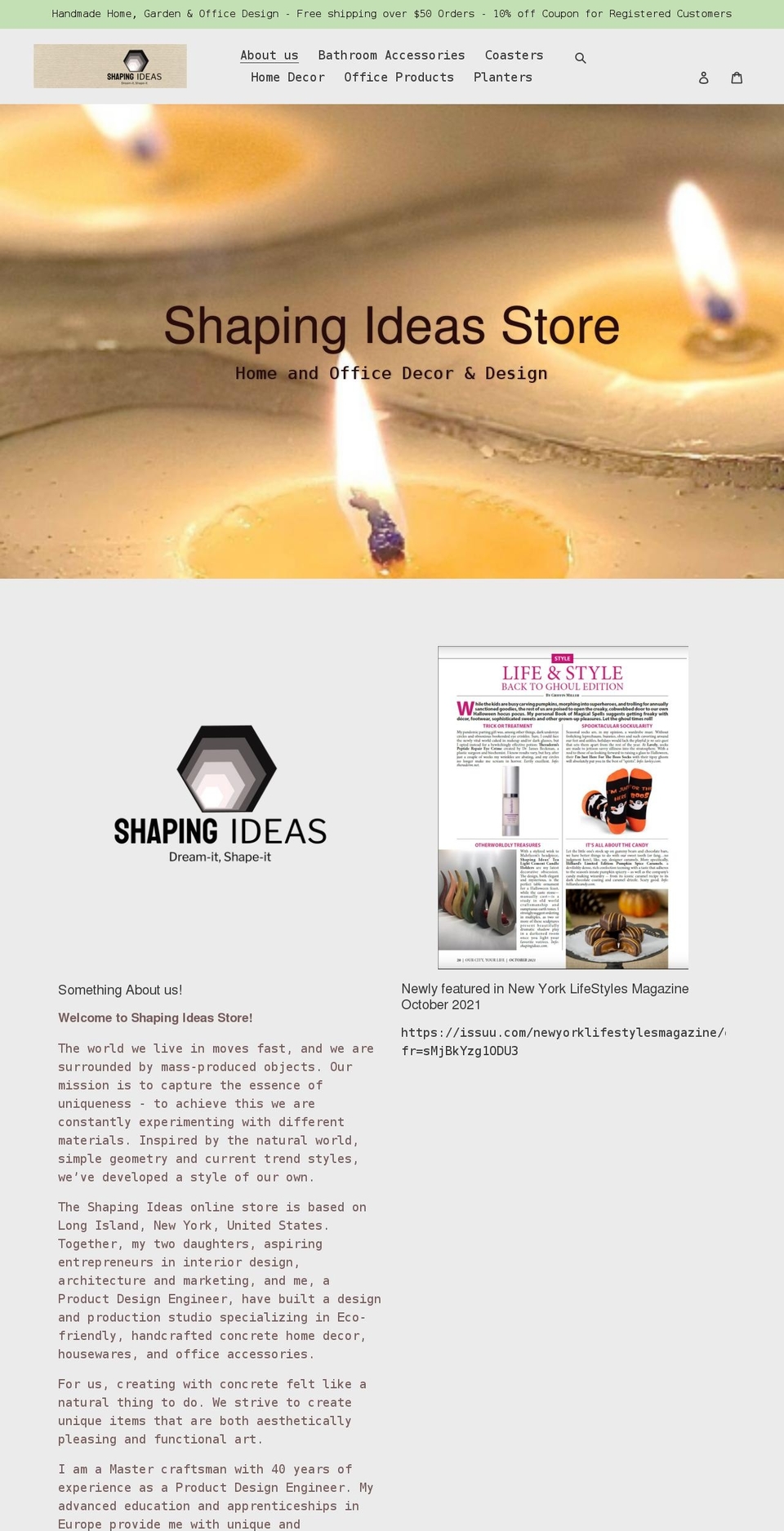 shapingideas.com shopify website screenshot