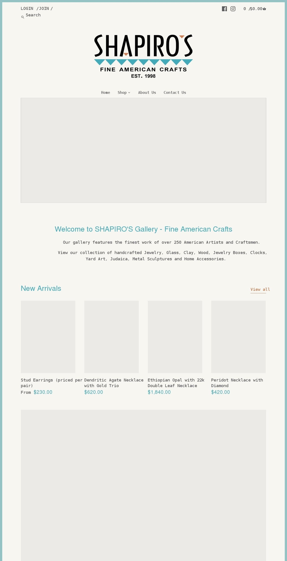 shapirosgallery.com shopify website screenshot