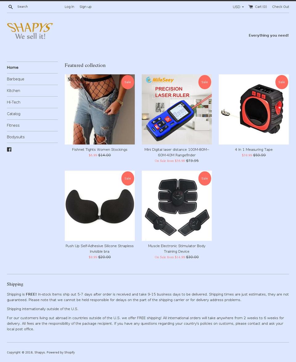 shapys.com — Shopify storefront screenshot