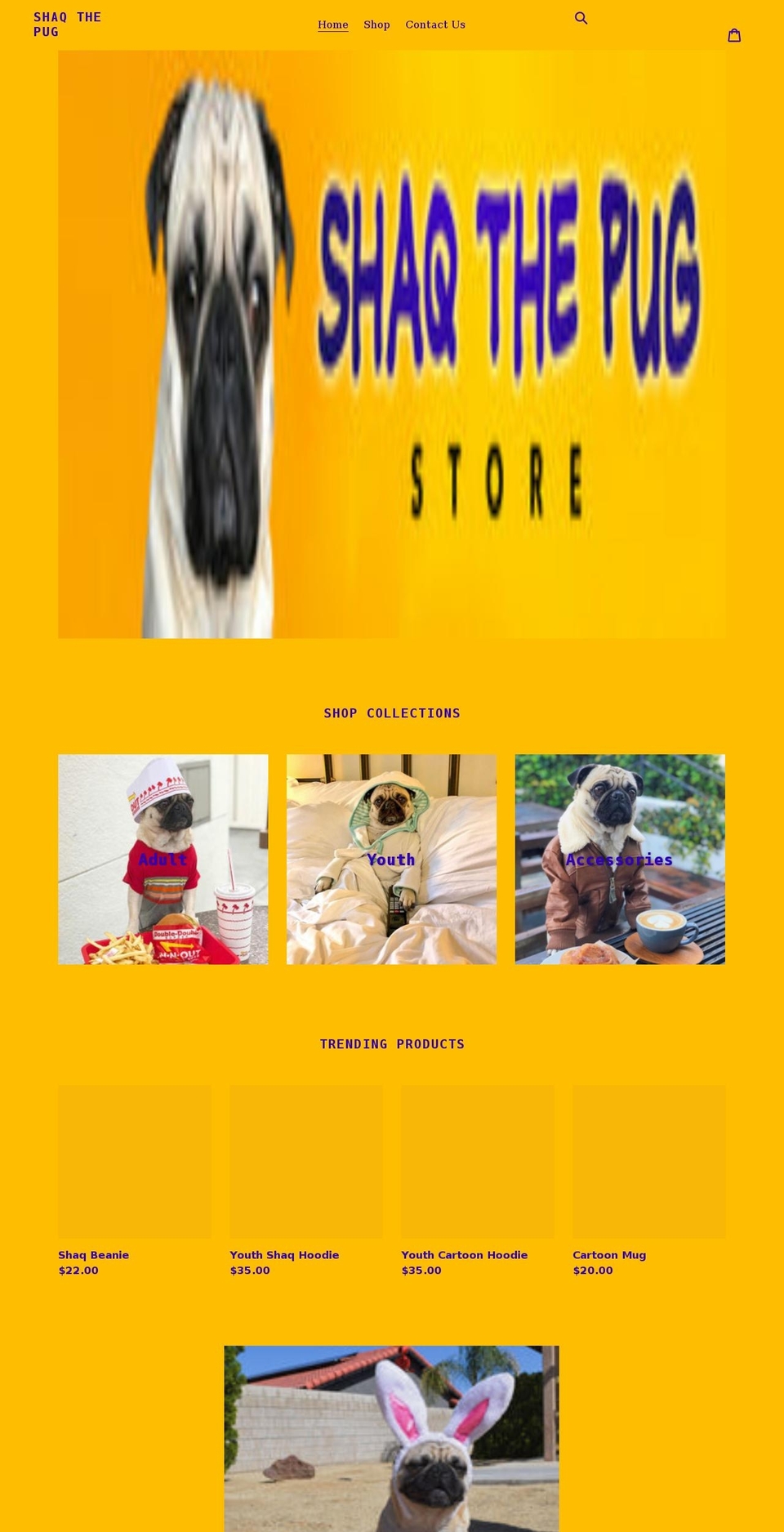 shaqthepug.com shopify website screenshot