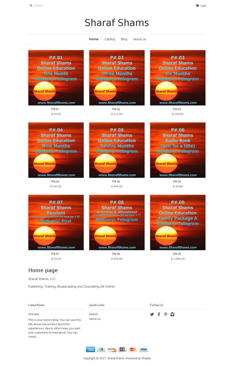 sharafshams.com shopify website screenshot