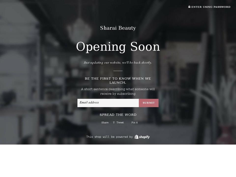 sharaibeauty.com shopify website screenshot