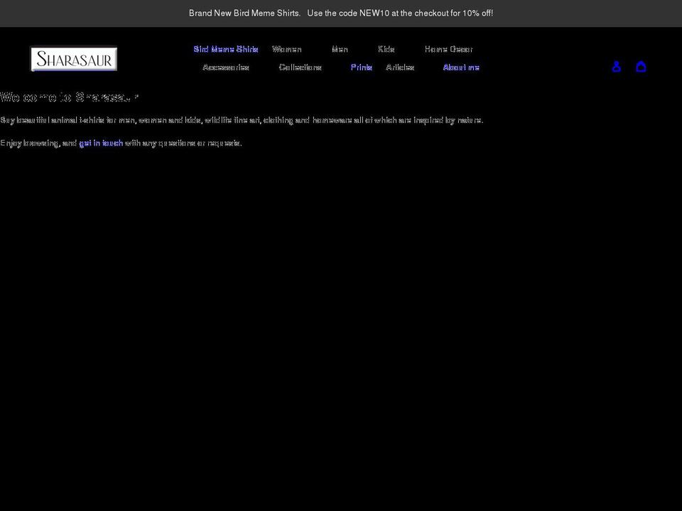 sharasaur.com shopify website screenshot