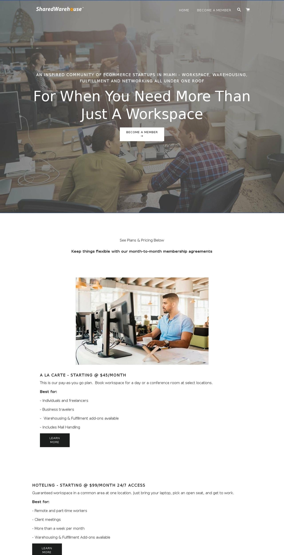 sharedwarehouse.com — Shopify storefront screenshot