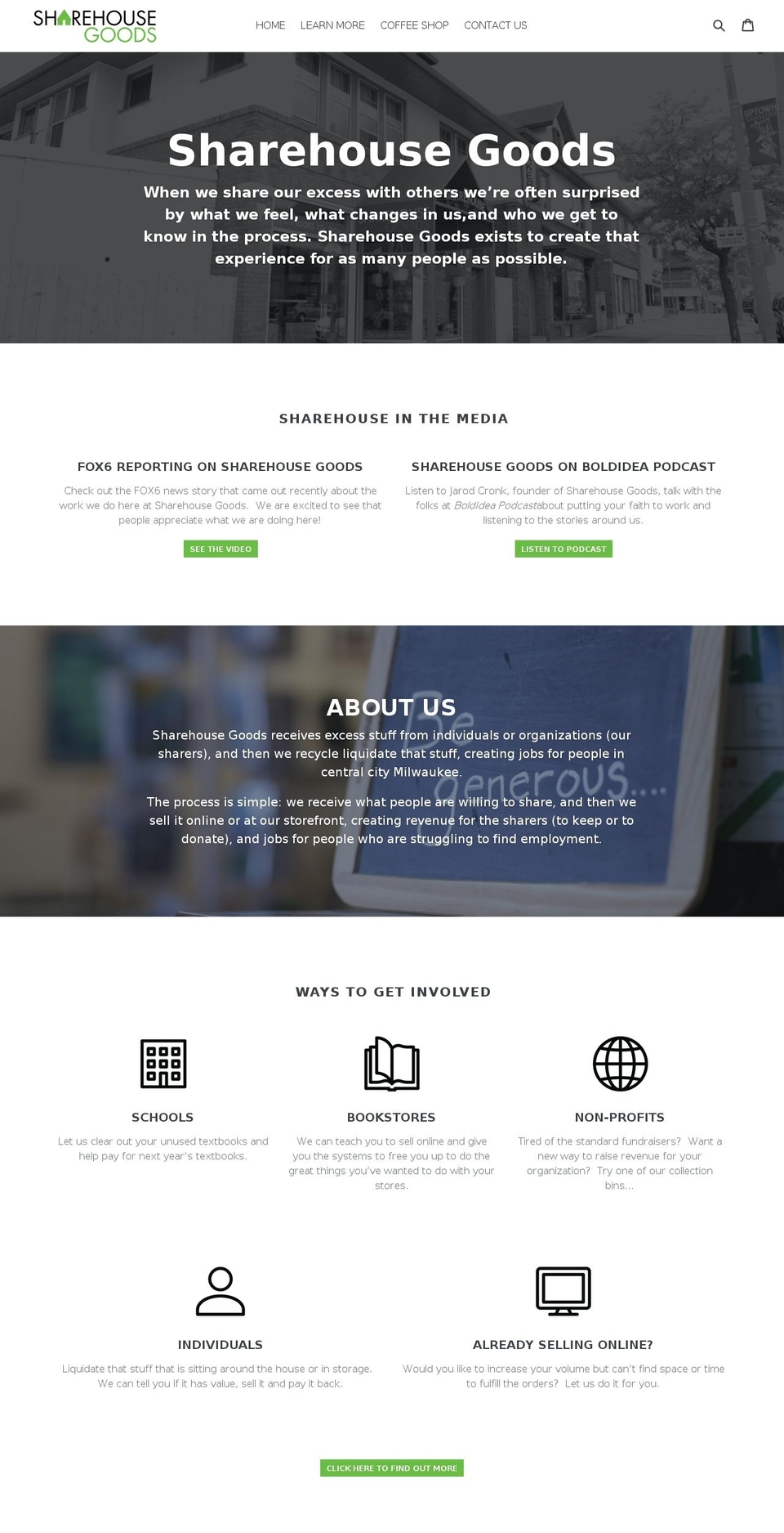 sharehousegoods.com shopify website screenshot
