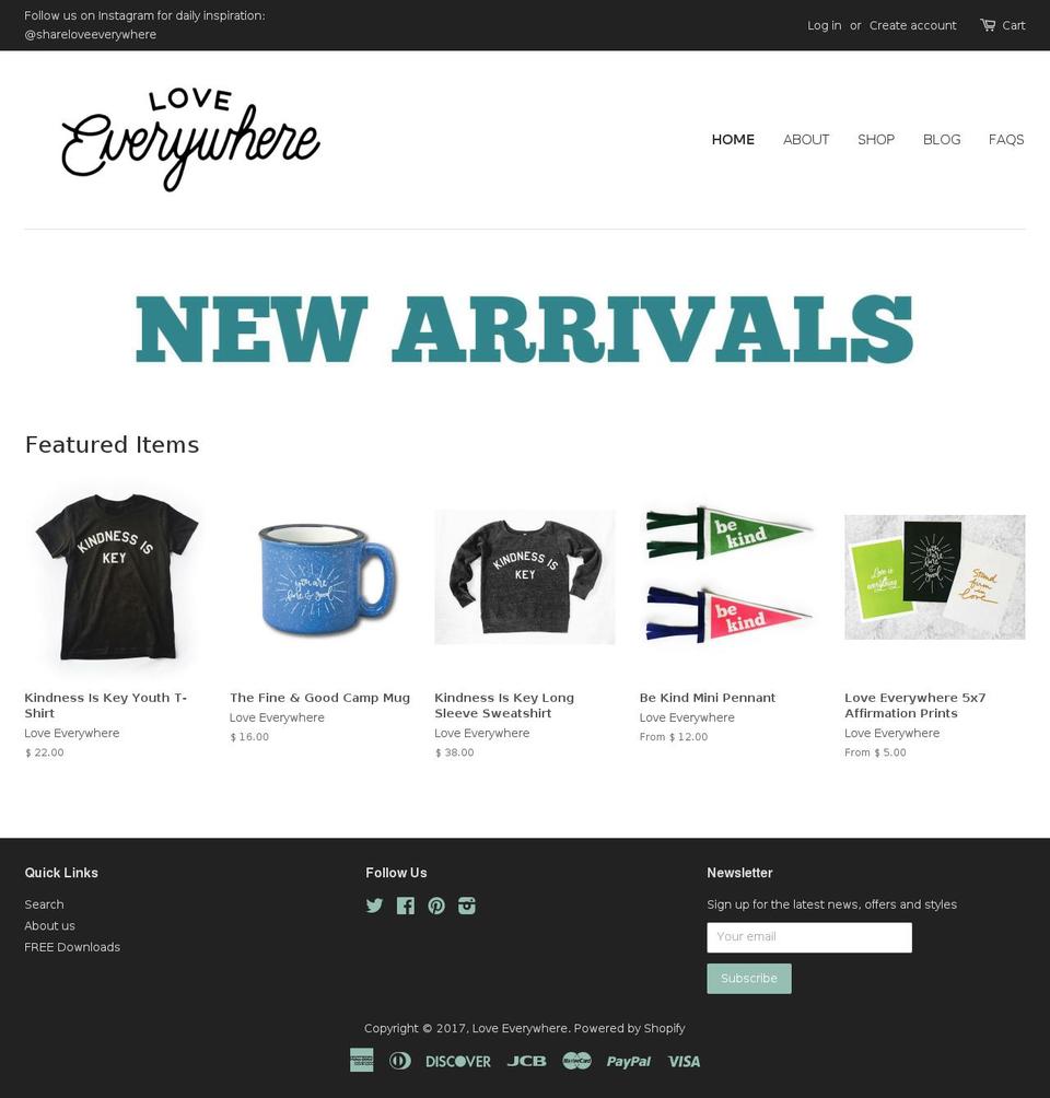 shareloveeverywhere.com shopify website screenshot