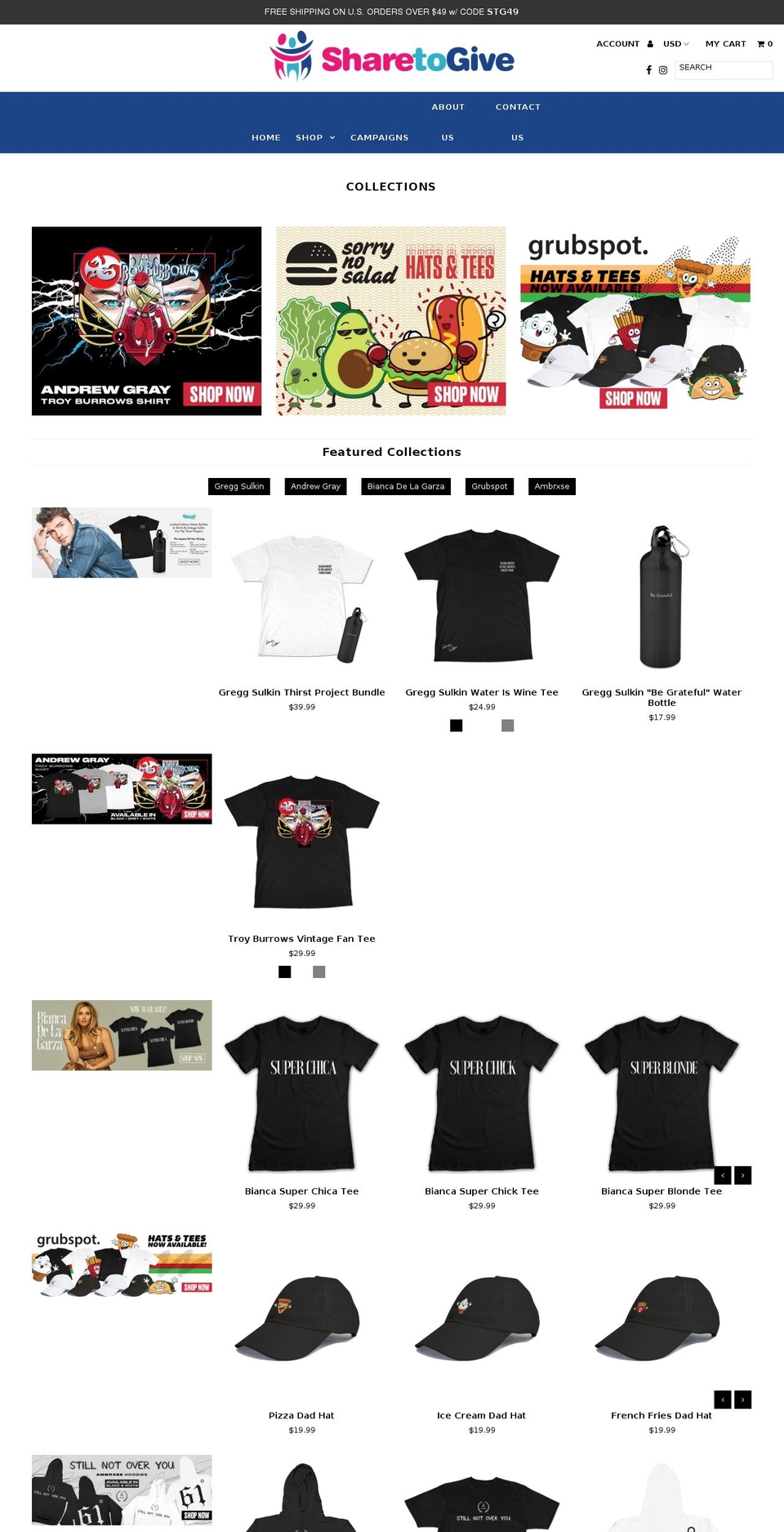 sharetogive.com shopify website screenshot