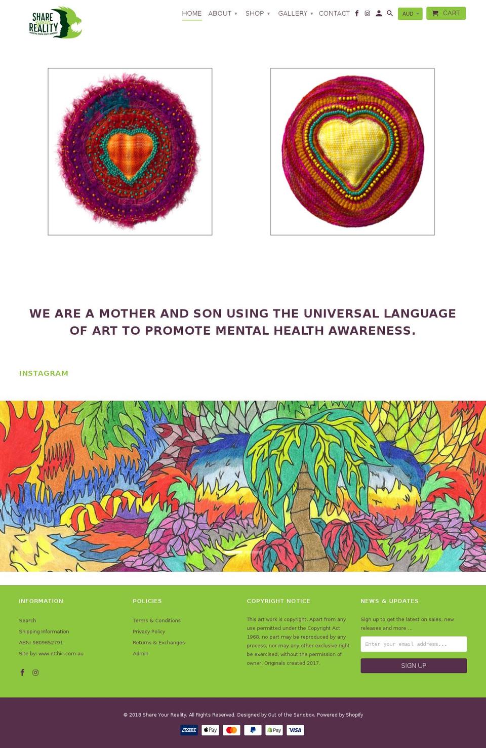 shareyourreality.com — Shopify storefront screenshot
