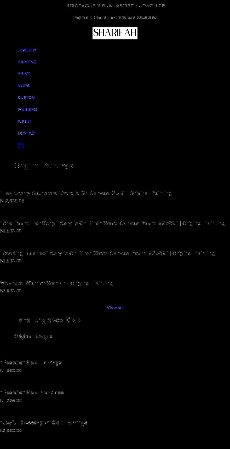 sharifahmarsden.com shopify website screenshot