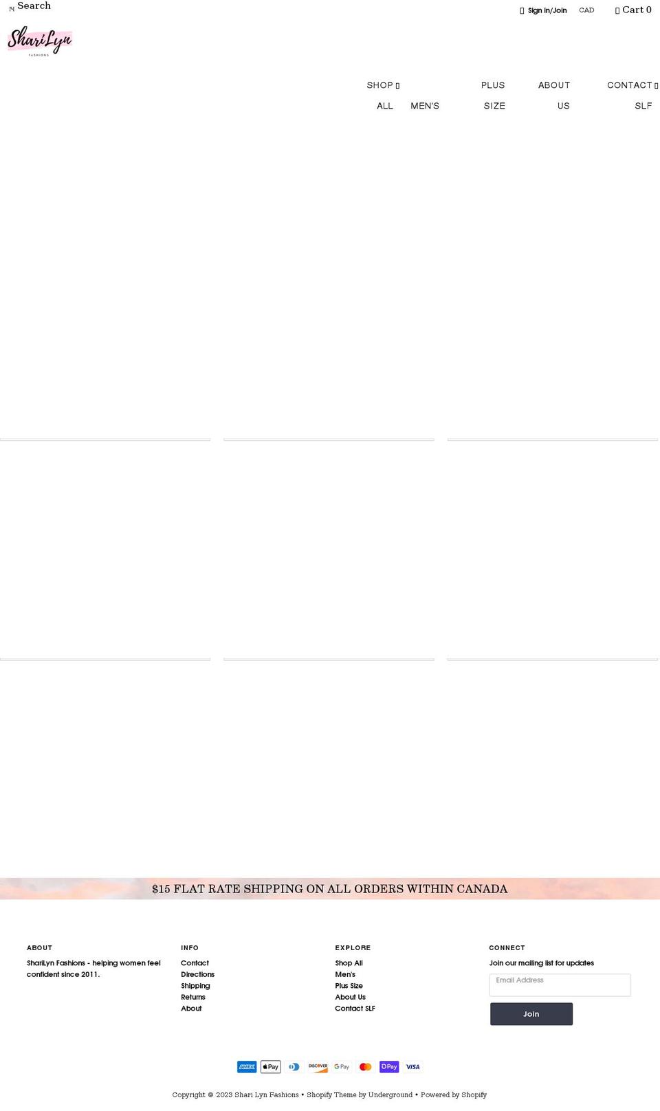 sharilynfashions.com shopify website screenshot