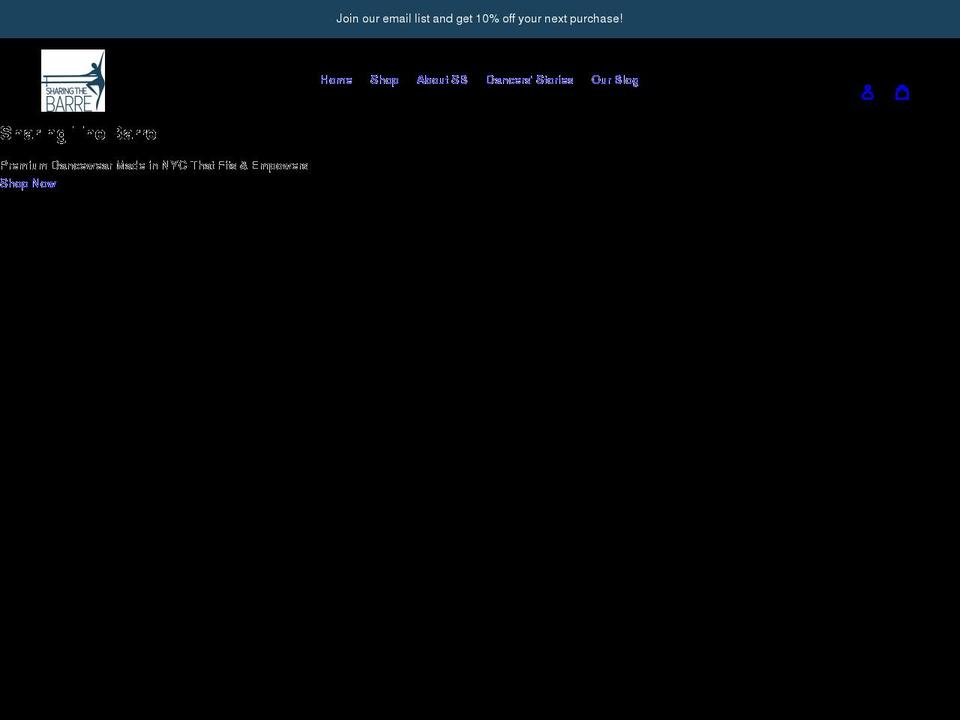 sharingthebarre.com shopify website screenshot