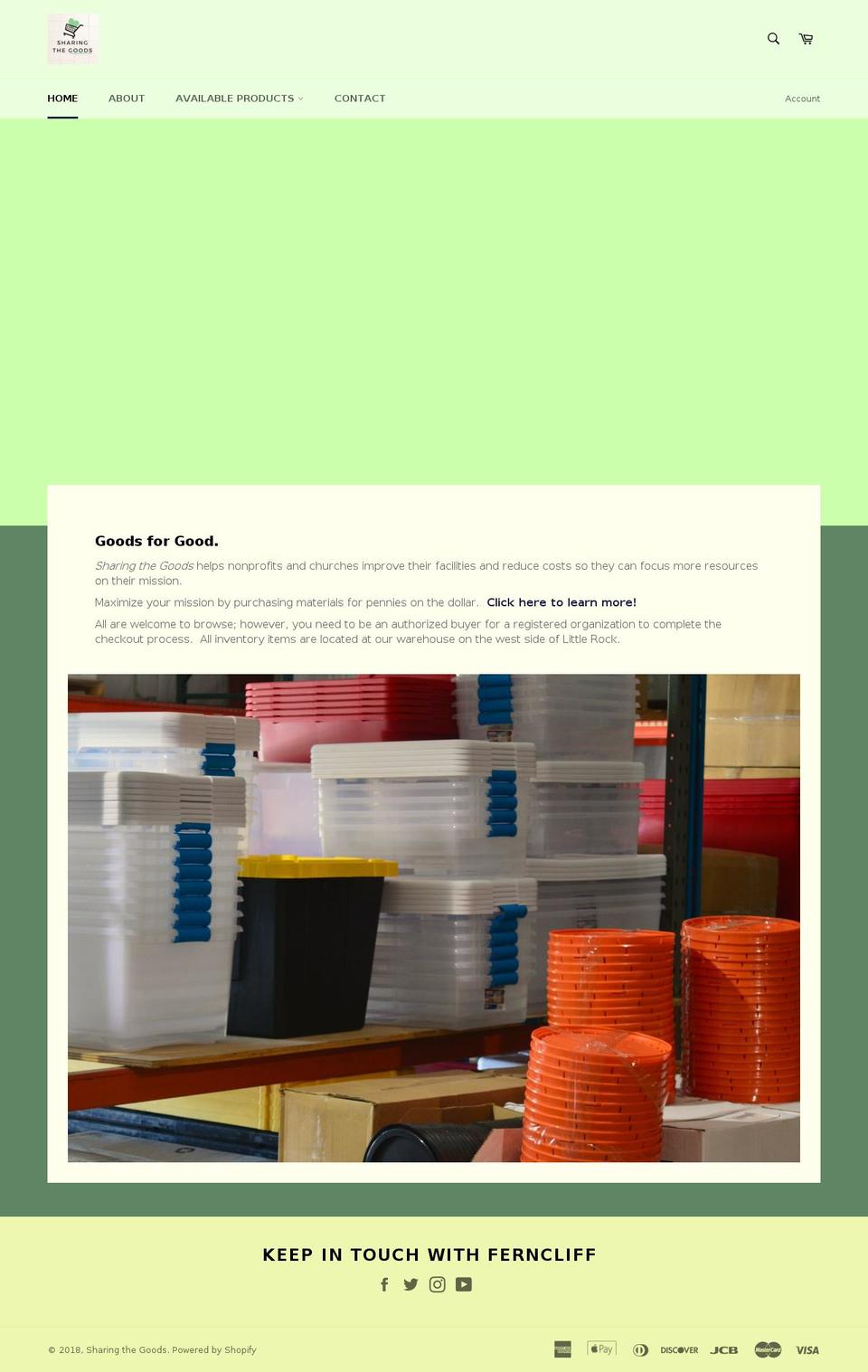 sharingthegoods.org shopify website screenshot