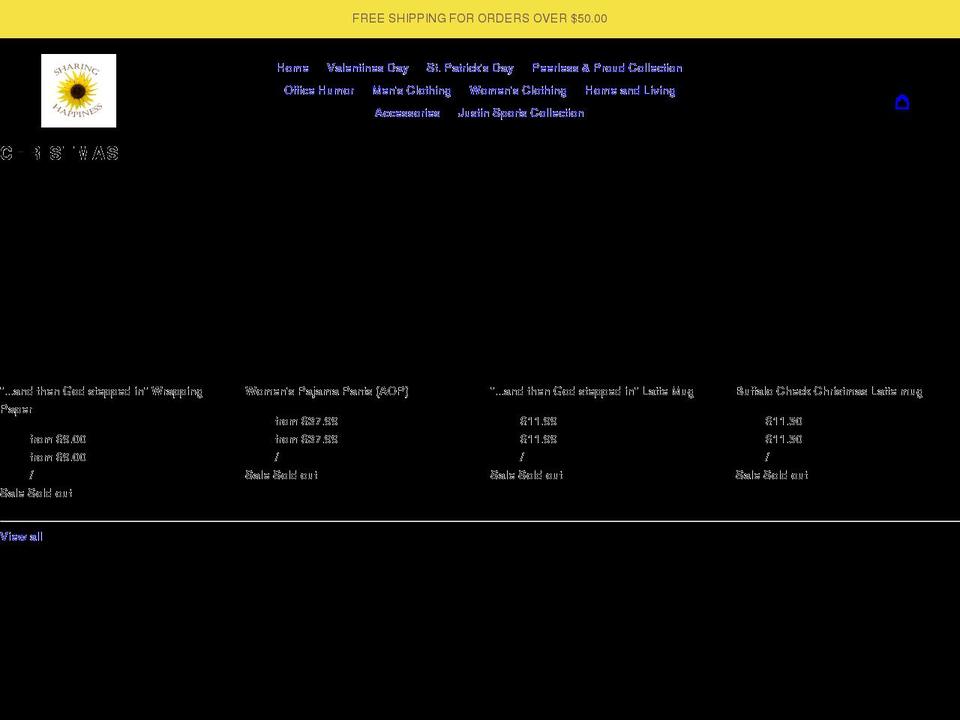 sharingthehappiness.com shopify website screenshot