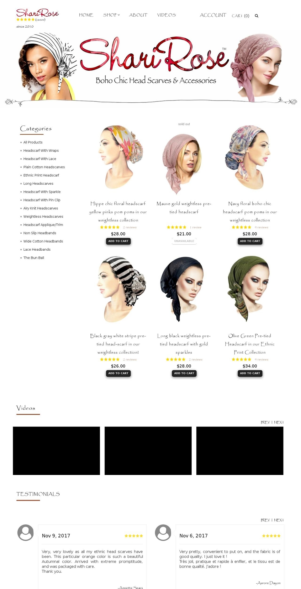 sharirose.com shopify website screenshot