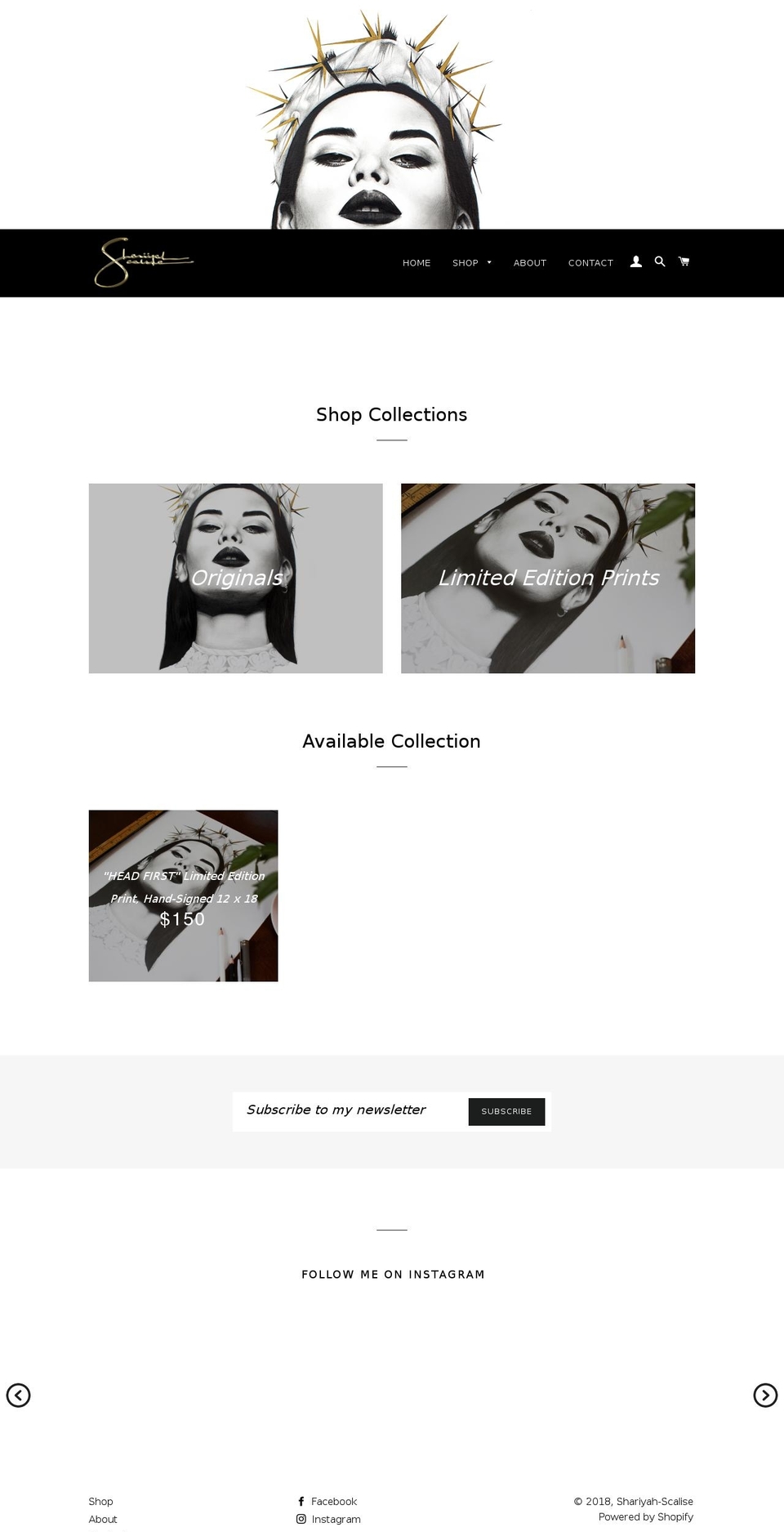 shariyahscalise.com — Shopify storefront screenshot