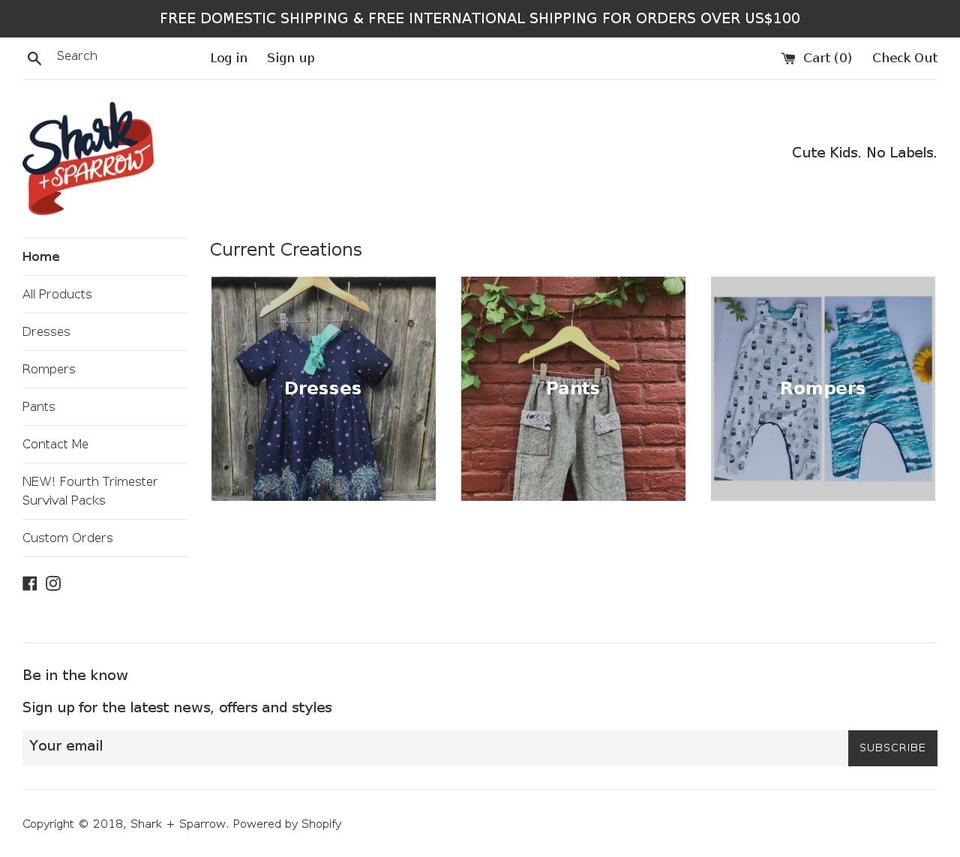 sharkandsparrow.com shopify website screenshot