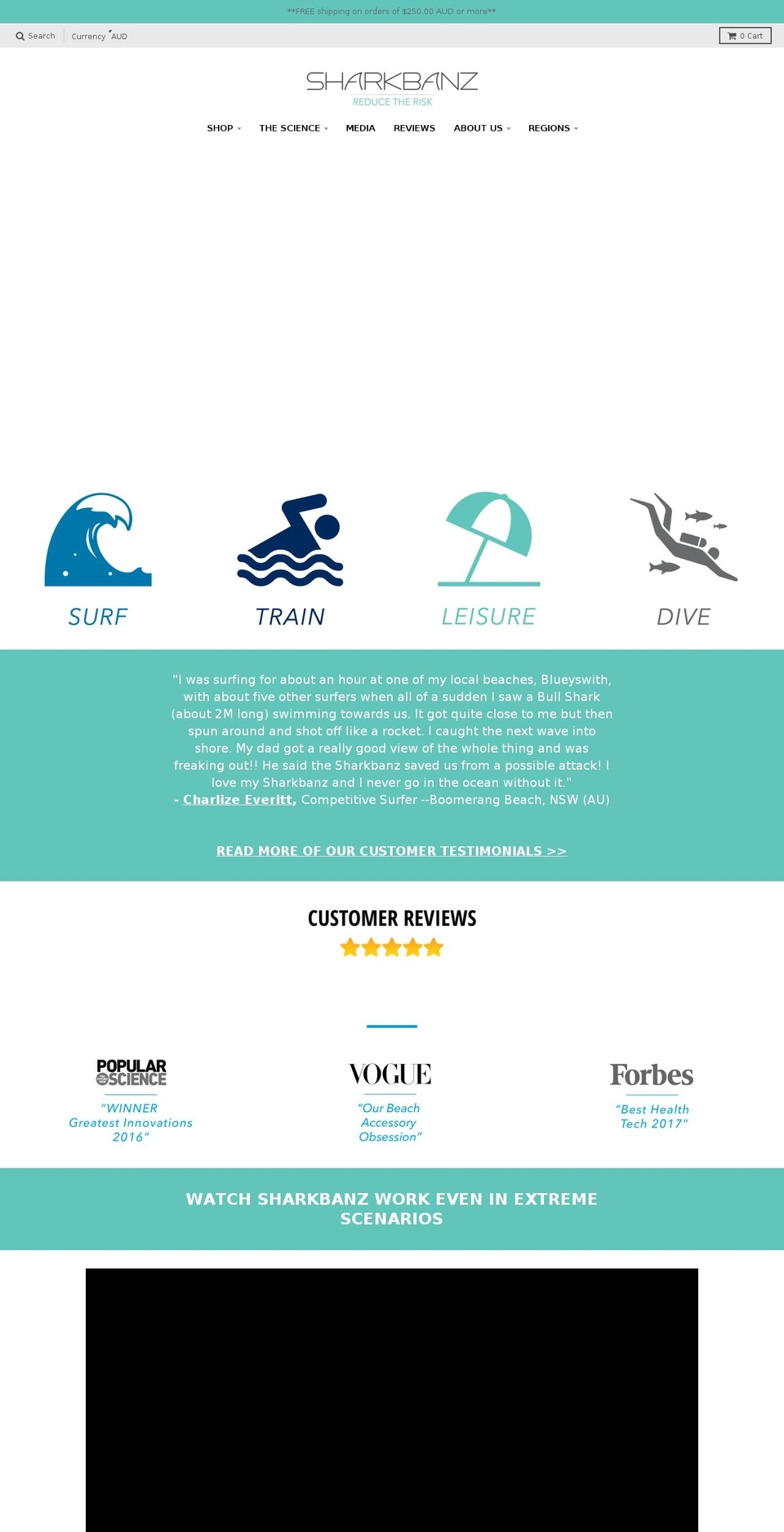 sharkbanz.com.au shopify website screenshot