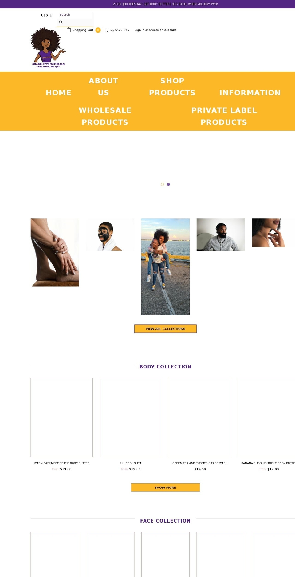 sharkcitynaturals.com shopify website screenshot