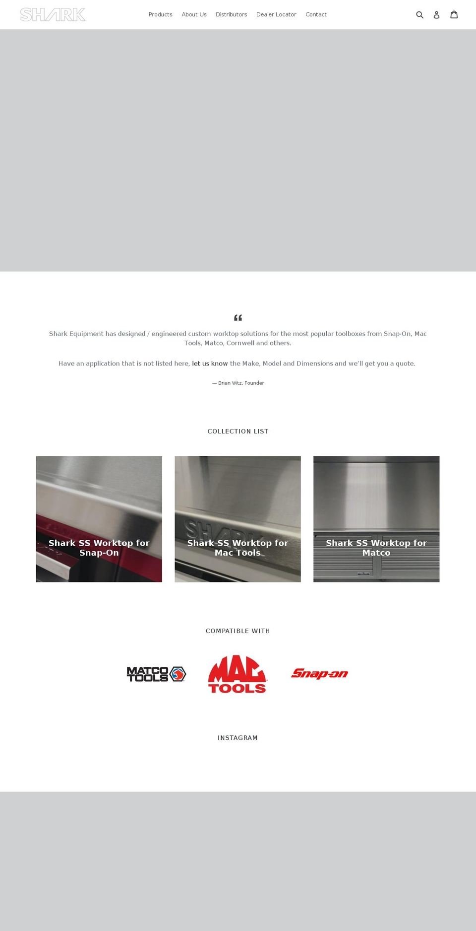 sharkequipment.com — Shopify storefront screenshot